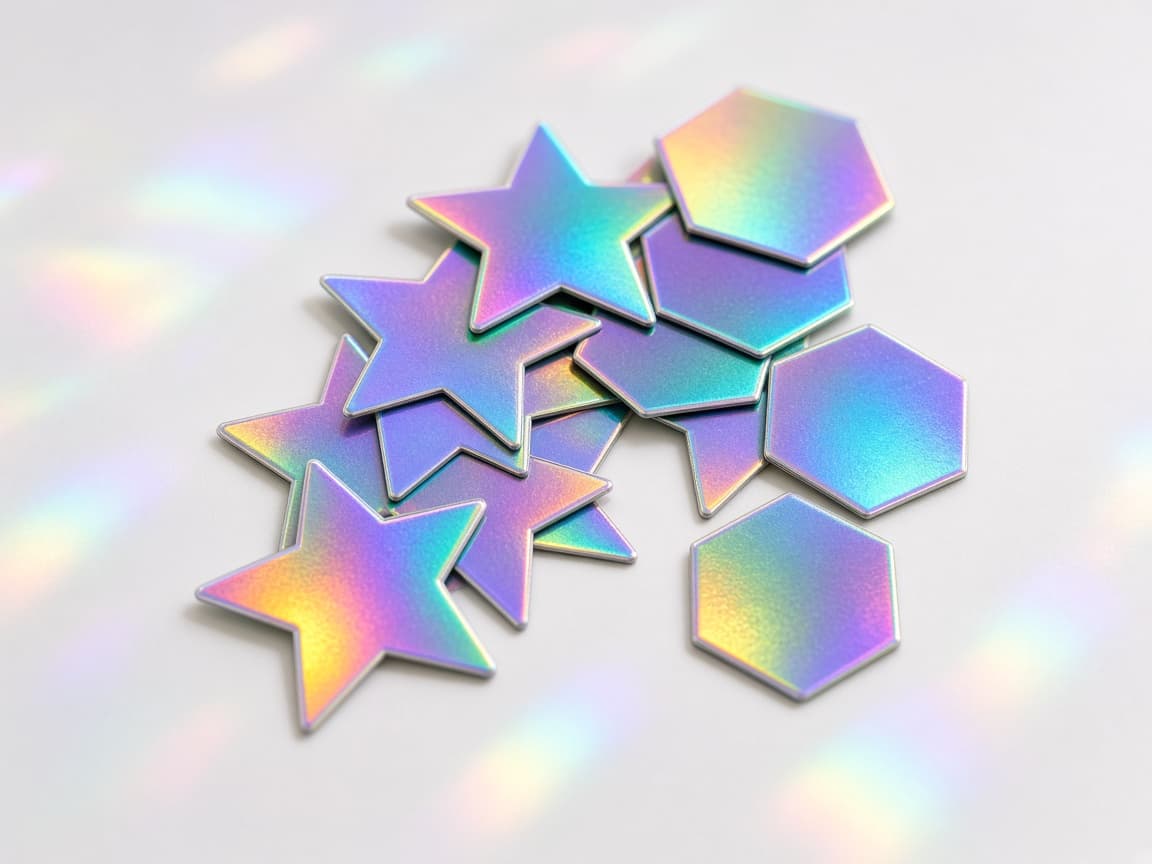 Hologram sticker — örnek baskı mockup görseli
