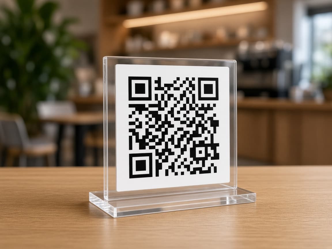 QR kod etiket — örnek baskı mockup görseli